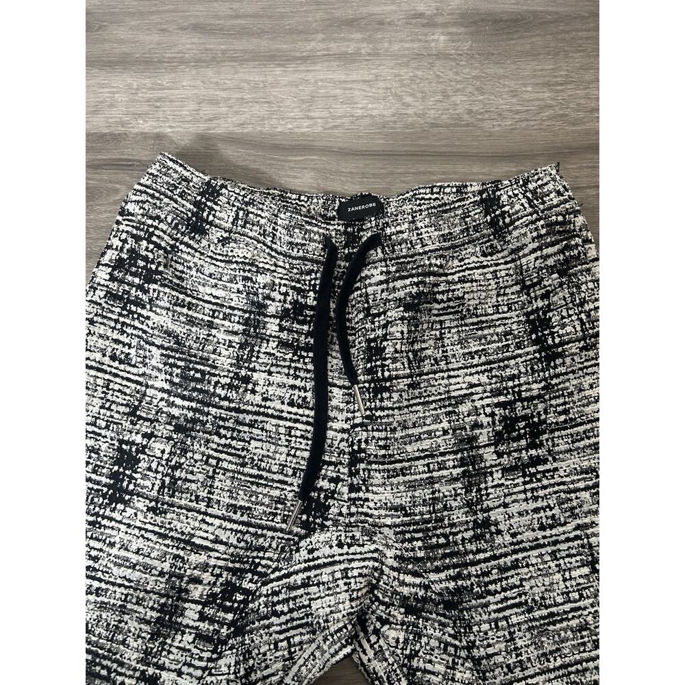 Zanerobe Mens Shorts Size 30 Black White Drawstring Textured Casual